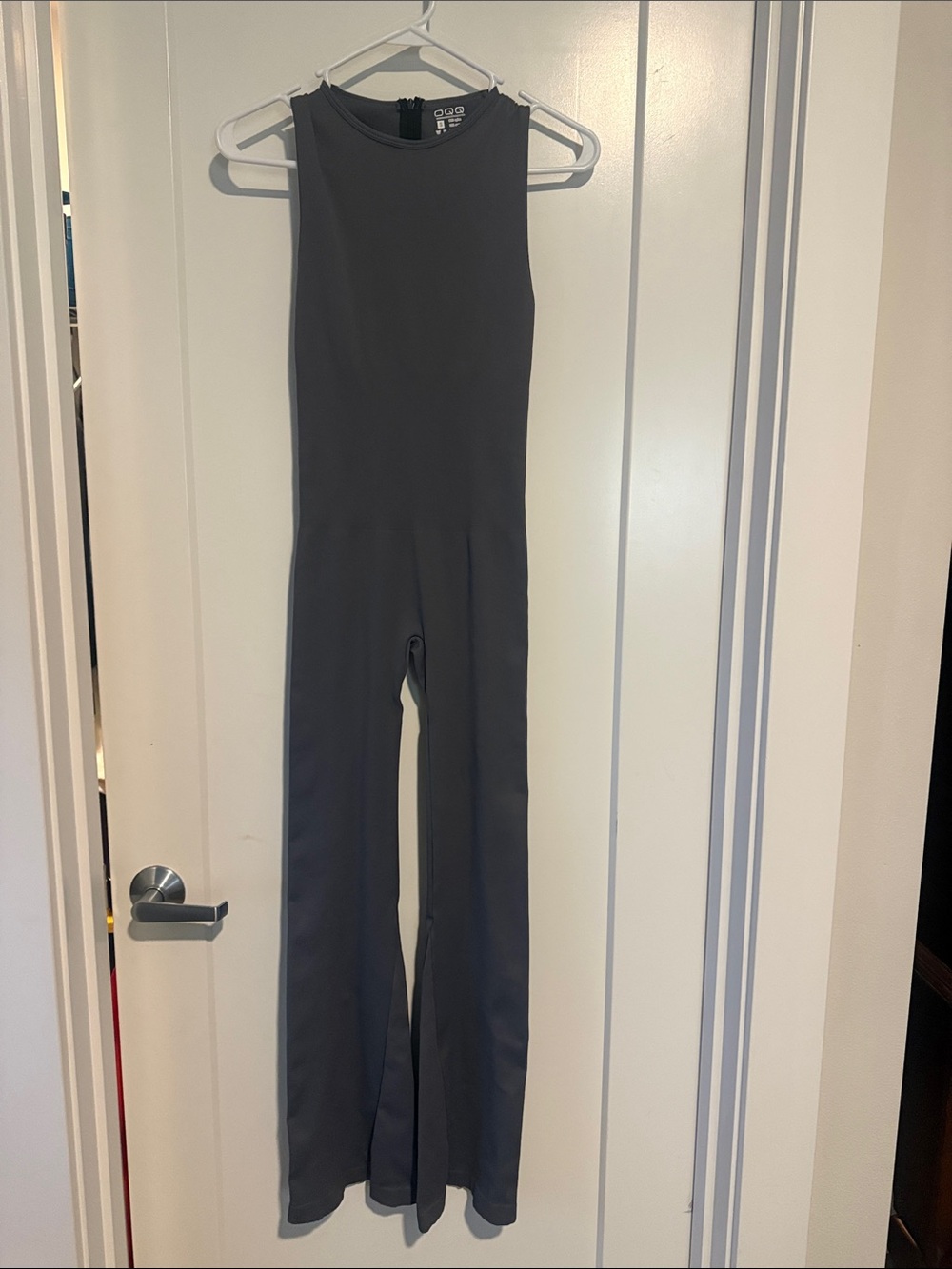 OQQ Sleeveless Dark Gray Wide-Leg Jumpsuit